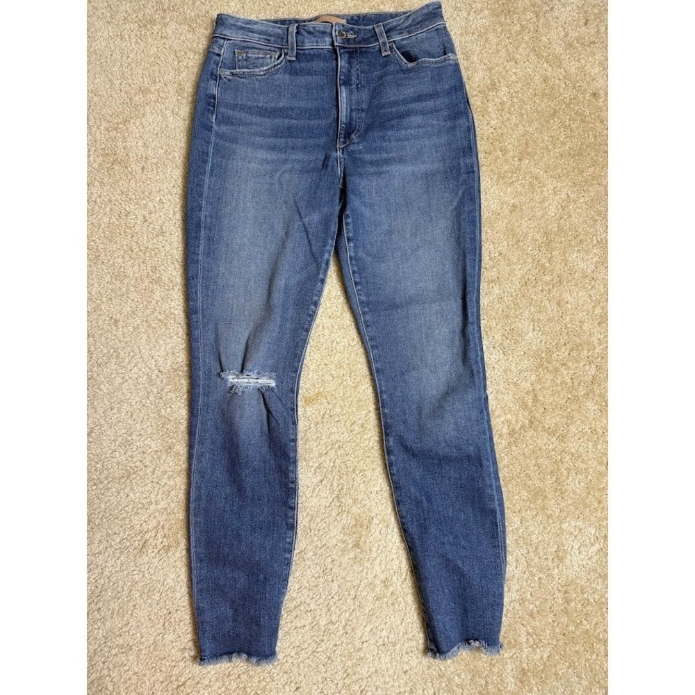 Joes Jeans The Bella High Rise Skinny Ankle Blue Distressed Raw Hem Jeans 28